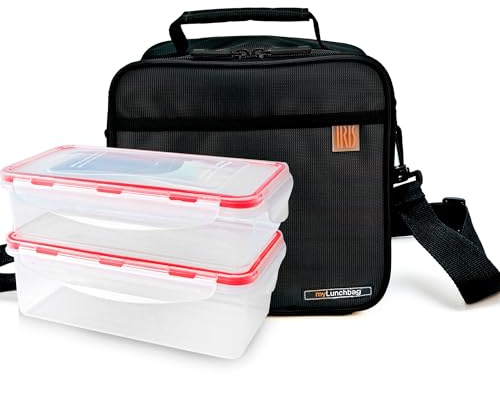 Maxi Bolsa Térmica Porta Alimentos - Lunch Bag Grande 5,8 l con Taper de 0.7 l y 1 l, Bolsa Nevera con Paredes Extra-Gruesas Mantiene Calor/Frío 8h, Loncheras de Trabajo, Oficina, Negro