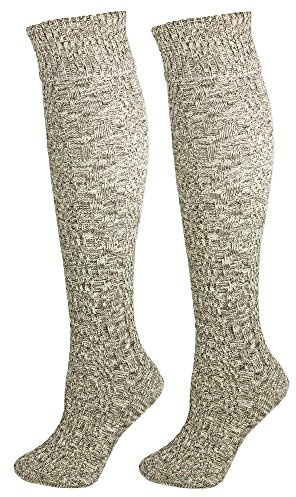 P.S. Schuhmacher Calzini tradizionali in pelle marrone mélange – tradizionali calze al ginocchio con pantaloni in pelle e scarpe d'avena, misto marrone, 39-42
