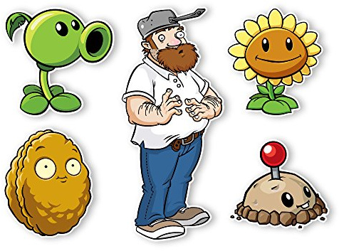 Plants vs. Zombies 2 Wall Decals: Special Front Yard Plants Set II (Five 4 to 8 inches Longest Side)