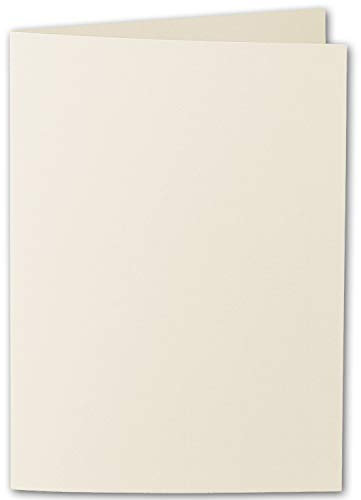 ARTOZ 50x DIN B6 Faltkarten - Chamois (Creme) gerippt 120 x 169 mm Klappkarten blanko - Karten zum selbstgestalten mit 220 g/m² edle Egoutteur-Rippung - Serie 1001