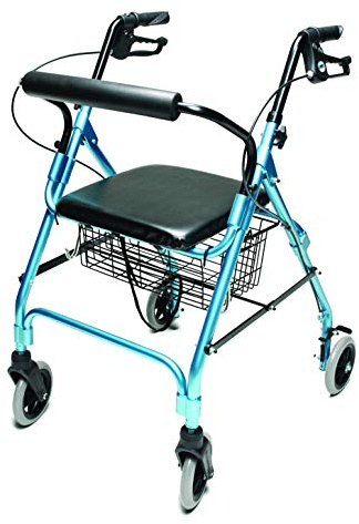 Lumex Walkabout Lite Rollator – Lightweight 14.5 lb. Rolling Walker with Seat for Seniors, Aqua