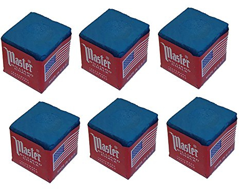 Master Set of 6 Blue Billiard Pool Cue Chalk