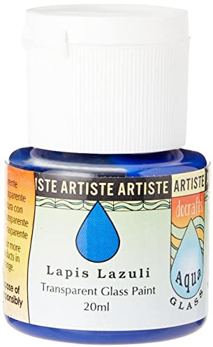 Artiste Aquaglass Lapis Lazuli 20ml, Water Based Paints, For Painting On Glass, Perspex, Acetate, Gentle Translucent Finish, Wipe Clean When Wet, Water Proof Once Dry, Glass Crafting