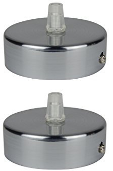 Deckenbaldachin aus Edelstahl gebürstet, 80x25 mm incl. Zugentlastung Klemmnippel (Standard m10 Gewinde) zur Lampenaufhängung an der Decke (Deckenrosette/Baldachin). Anzahl: 2 Stück