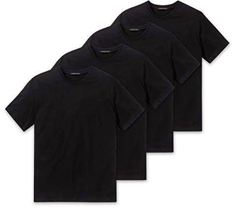 Schiesser 4er Pack American T-Shirt Rundhals oder V-Neck M-XXXL, Schwarz o. Weiß (5 (Gr. Medium), Schwarz (Rundhals))