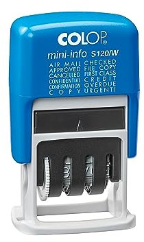 COLOP Wortbandstempel S120/W - enthält 12 unterschiedlicheTexte in einem Stempel, 6,80 x 2,60 x 4,60 cm