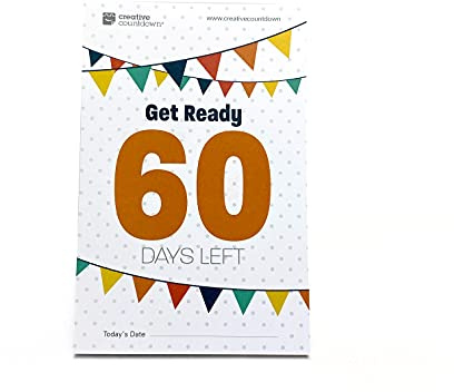 60-Day Event, Goal & Special Occasion Tear Away Count Down Calendar - 5.75x3.75 - Colorful Flags & Built-in Stand - Special Event Countdown Calendar for Goals - Motivational Daily Reminder for Home