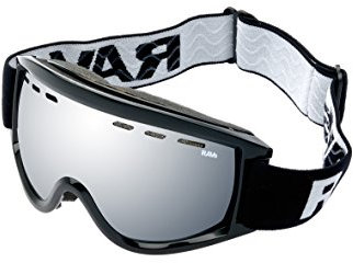 Alpland Occhiali da Sci Occhiali da Snowboard Bicchieri Argento a Specchio! Telaio Nero - Casco Antinebbia Doppio/Goggle INKL.microfasertasche
