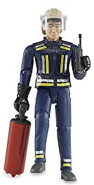 bruder 60100 - Feuerwehrmann mit Zubehör - 1:16 Spielzeugfigur, Mann, Mensch, Figuren Set, Feuerwehrauto, Einsatz