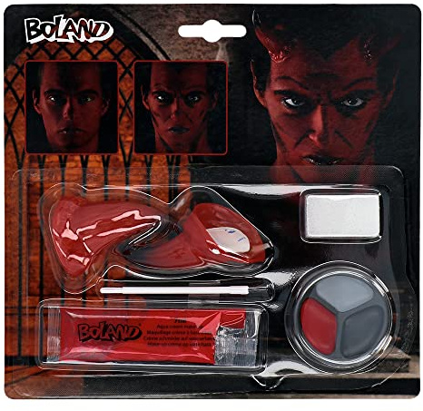 Boland 45082 - Schminkset Teufel, mehrteiliges Make-Up Set für Karneval oder Halloween, Schminke für Faschingskostüme