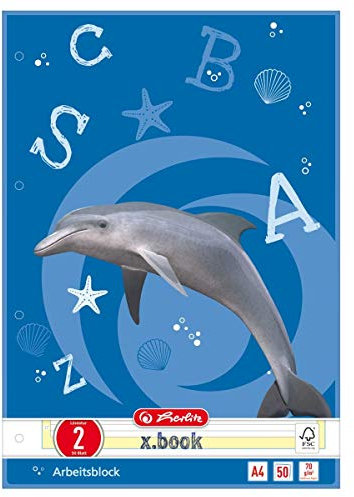 Herlitz Arbeitsblock x.book A4, Lineatur 2, 50 Blatt, 5 Stück