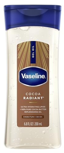Vaseline Intensive Care Cocoa Radiant for Glowing Skin Body Gel Oil Made with Pure Cocoa Butter + Replenishing Oils 6.8 fl oz