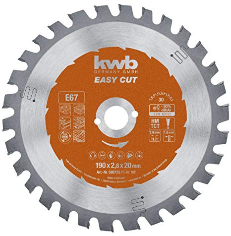kwb Blade circolare facile da sega circolare per seghe circolari a mano 586733 (190 x 20 mm, 30 denti, cambio speciale dente, lama per tutti gli usi) a. A. per kress 1500 ks