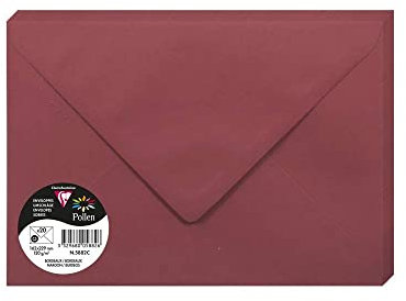 Clairefontaine 5882C - Packung mit 20 Umschläge Pollen, Format C5, 162 x 229 mm, 120 g, ideal für Einladungen und Korrespondenz, Bordeaux, 1 Pack