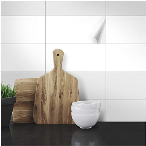 WANDKINGS Fliesenaufkleber 10 x 20 cm, 50 Stück - WEIß SEIDENMATT