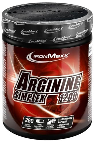 IronMaxx Arginina Simplex 1200 Aminoacido L-Arginina, 260 Capsule XXL (Tricaps) (1 confezione)