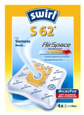 Swirl Staubsaugerbeutel S 62 für Siemens/Bosch/4006508179442 S62 AirSpace Inh.4
