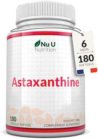 Astaxantina Naturale 12mg - 180 Capsule Softgel - 6 Mesi di Durata - Integratore Antiossidante da Alga Haematococcus Pluvialis - Senza Magnesio Stearato e OGM - Prodotto in Europa - Nu U Nutrition