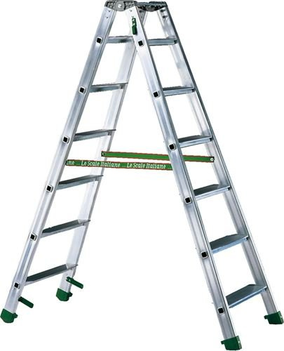 SCALA AGRICOLTURA DOPPIA IN ALLUMINIO DUPLA FACAL GRADINI 8 H piattaforma 1,99 mt.