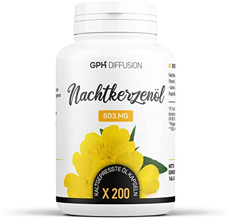 Bio Nachtkerzenöl - Evening Primrose Oil - 1500 mg/Tag - 200 kaltgepresste Öl Kapseln