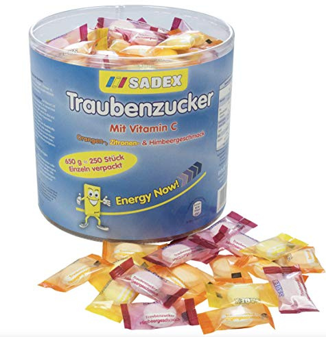 Sadex Traubenzucker Dose einzelverpackte Bonbons mit Vitamin C 650g