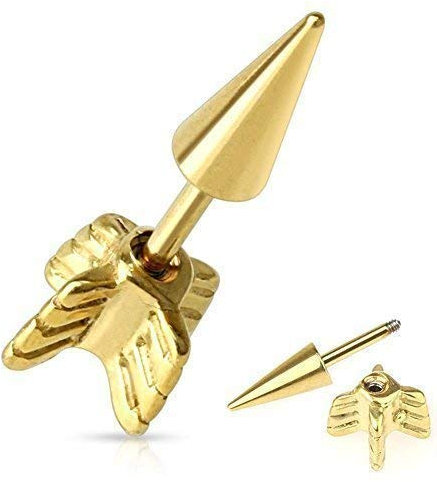 Coolbodyart Acciaio Chirurgico Placcato Oro Finto Plug Giallo Freccia 6 mm