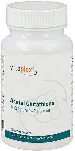 Vitaplex Acetyl Glutathion Pulver hochdosiert (20 g) - natürliches Glutation Pulver glutenfrei, gentechnikfrei und hypoallergen - Acetyl-Glutathion-Pulver zur Unterstützung des Körpers