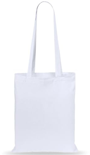 eBuyGB Shoppingkasse axelväska, 100% bomull, vit, 2,54 x 2,54 x 2,54 cm