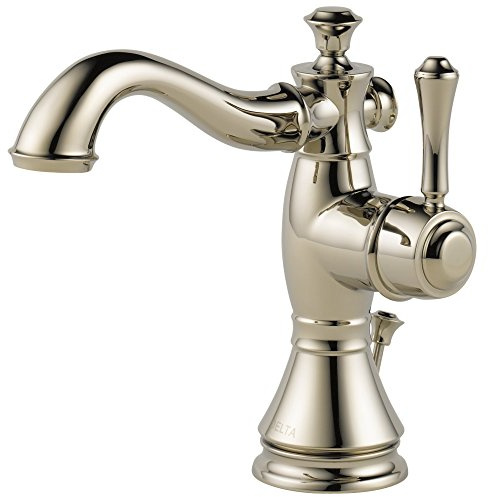 Delta Faucet 597LF-PNMPU Cassidy Single Hole-Single Handle-4-Inch Plate/Metal Pop-up, Polished Nickel