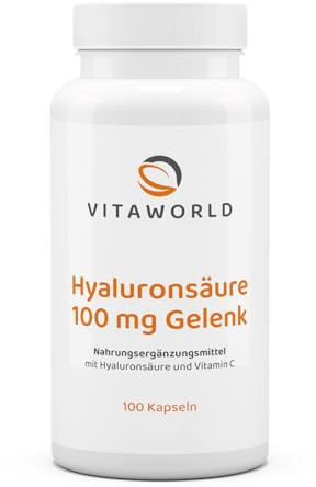 3er Pack Vita World Hyaluron Säure 100mg Gelenk 3 x 100 Kapseln Vegan Made in Germany