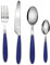 EXZACT Posate 24 PZ - Acciaio Inossidabile con Manici di Colore - 6 Forchette, 6 Coltelli Cena, 6 Cucchiai Cena, 6 Cucchiaini (Blu x 24) (EX07 Set)