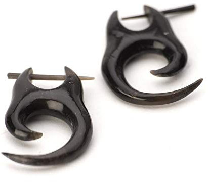 81stgeneration Natürliche handgemachte schwarze Spirale Horn Knochen Boho-Ohrringe