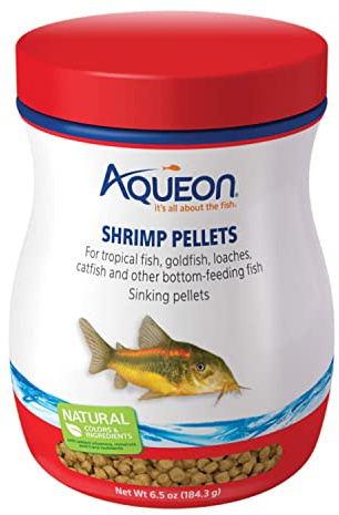 Aqueon Shrimp Pellets Sinking Food for Tropical Fish, Goldfish, Loaches, Catfish and Other Bottom Feeding Fish, 6.5 Ounces