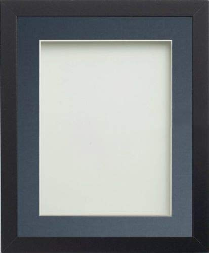 Frame Company Allington Black 10x10 Frame with Blue Mount for 8x8 | Fits a 8x8 image with mount or a 10x10 image without mount, Frame size 10x10, Overall approx 11.6x11.6, Real Glass Front