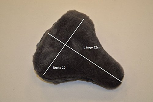 Housse de selle Ergomètre / vélo d'appartement en véritable peau d'agneau extra large XXL (ardoise) Longueur jusqu'à 32 cm, largeur 30 cm, hauteur de fourrure 20 mm