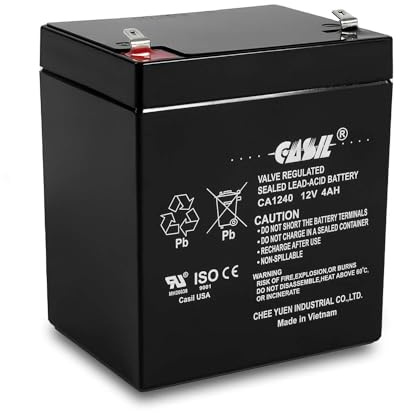 Casil CA1240 12V 4Ah SLA/AGM Sealed Lead-Acid Maintenance-Free Alarm Battery – F1 Terminals