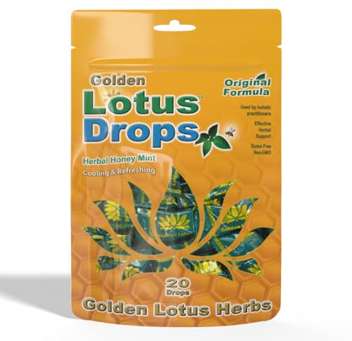 Golden Lotus Drops - Original Herbal Formula - Soothing Honey Mint Throat Lozenges - 1-Pack (20 Count)
