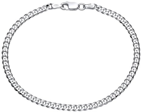 JEWLIX Unisex Panzerarmband aus 925er Silber 3mm (Länge 21cm) PA0030