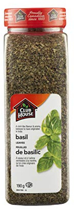 Club House Basil Leaves, Kosher, Mint-Flavour Aroma, Mixture of Dried Leaves, Perfect Compliment to Tomatoes, Greens, Salads, Soups, Eggs, Fish, Meat & Pizza/Pasta Sauces, 190g