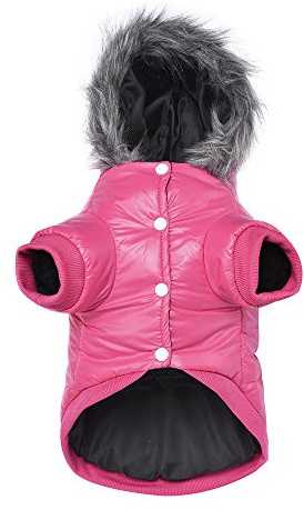 LESYPET Dog Coat for Small Dogs, Windproof Doggie Puffer Jacket with Leash Hole, Extra Warm Dog Jacket Winter Coat, Pink S