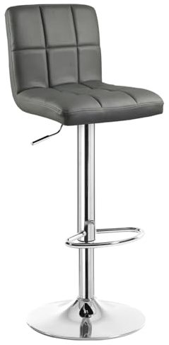 WOLTU 1 x Barhocker Barstuhl Tresenhocker Stuhl drehbar und höhenverstellbar Tresen Hocker Kunstleder Grau 9167-1