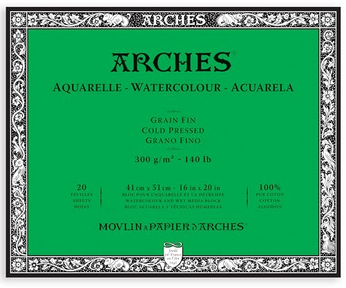 Arches 1711602 Aquarelle Watercolour Paper, Cardboard, Paper, White, 41 x 51 CM