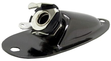 Pxyelec Boat Style 1/4 (6.35mm) Pickup Output Input Jack Plug Socket for FD Strat, Mono Electric Guitar Replacement Parts (Black)
