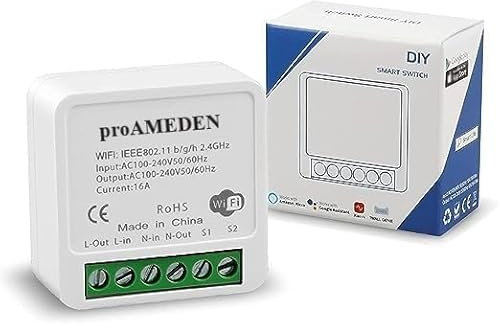 proAMEDEN Interruptor inteligente wifi 16A, MINI Smart switch wifi, Módulo interruptor, app Tuya/SmartLife, Compatible con Alexa, Google Home (1)