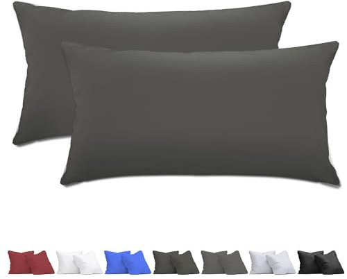 aboveBED Kissenbezug 40 x 80 (2er-Set), Grau, Kopfkissenbezug 40x80 cm aus 100% Mikrofaser, Kissenbezug mit Reißverschluss, Weich und Atmungsaktiv, Waschbare