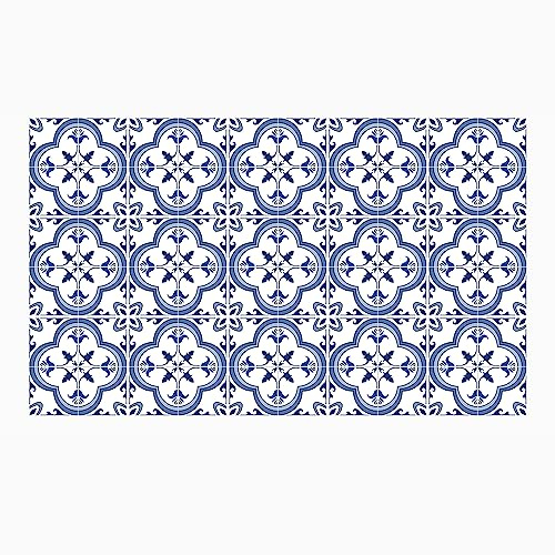 Ulticool - Adesivi Decorativi per Piastrelle - Mandala Blu e Bianco per Fondo Muro - 15 x 15 cm - 15 Pezzi Adesivi - Fondo Muro per Bagno - Cucina - Adesivi per Piastrelle