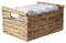 Aufbewahrung korb,Rechteckiger Handtuchkorb,Weidenkorb mit Holzgriff,Wasserhyazinthe Korb, Aufbewahrungskorb Geflochten,Für Wohnzimmer, Badezimmer, Abstellraum 36.3 x 26.9 x 17.8 cm