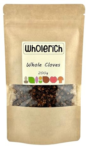 Wholerich Whole Cloves 200g | Sun Dried Dried Clove Buds from Indonesia | Warm Aromatic Spice for Mulled Wine, Baking & Cooking | Vegan & Additive-Free