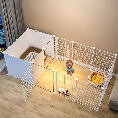Corralito para mascotas - Corral para perros de interior, caja de ejercicio de metal para gatos, conejos, cobayas, cachorros, diseño plegable, construcción de alambre,