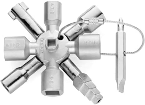 Fasizi Ten in One Universal Key, Cabinet Key, Square, Emergency Service Accessories, for Conventional Locking Systems, 10 Profiles, 2 Crosses, Universal